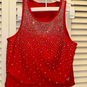 Sparkling Red Rhinestone Women's Tank Top